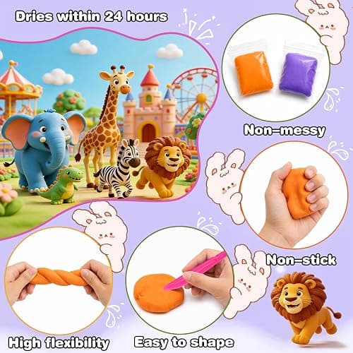 EDIFON Air Dry Clay, 78 Colors Foam Magic Modeling Clay for Kids DIY Crafts | Non-Sticky, Ultra-Light & Soft, Model Clay Toy with Sculpting Tools, School Project Supplies, Gifts for Ages 3-12 Boys Girls thumbnail 4