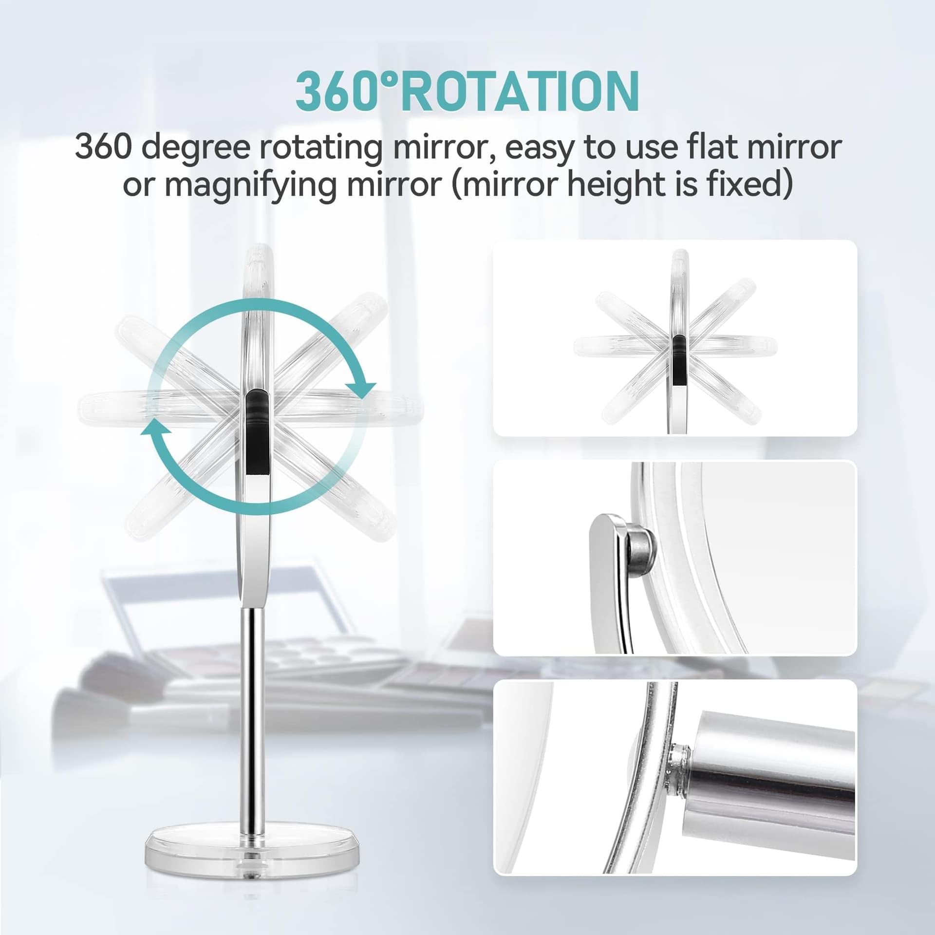 MIYADIVA 20X Magnifying Makeup Mirror,Double Sided 1X & 20X Magnifying Mirror with Stand,Tabletop Magnified Vanity Mirror with 360°Rotation for Bathroom or Bedroom 8 Inch thumbnail 3
