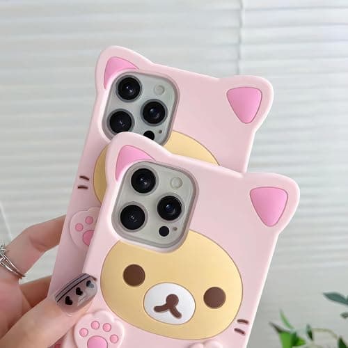 IAIYOXI 3D Cute Cartoon Bear Phone Case for iPhone 15 Plus - Fashionable and Stylish - Funny Pink Bear Design - Soft TPU Protective Case - Kawaii Silicone Cover for Women, Girls, and Kids thumbnail 2