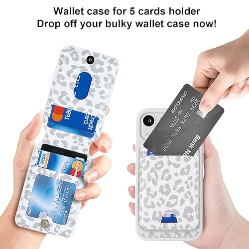 Ｈａｖａｙａ for iPhone 13 Mini Case Wallet magsaf Compatible 2 in 1 Detachable Magnetic with Card Holder Back Cards Slot Pu Leather Shockproof Stand Phone case for Women Men-White Leopard Print thumbnail 2