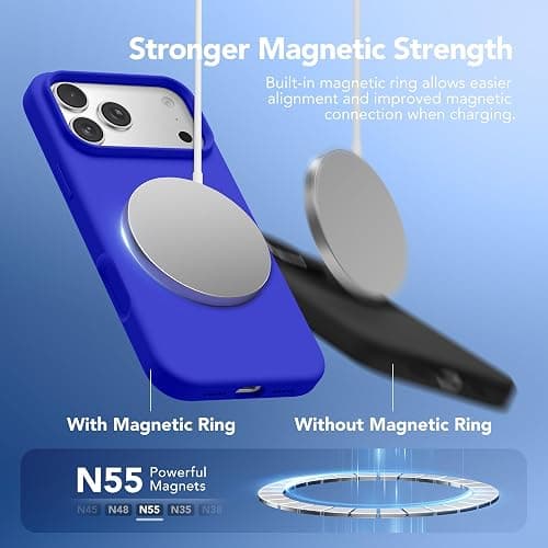 GONEZ Magnetic for iPhone 17 Pro Case, Compatible with MagSafe, [Screen Protector + Camera Lens Protector], Liquid Silicone Anti-Scratch Shockproof Protective Phone Case 6.3 inch, Cobalt Blue thumbnail 3