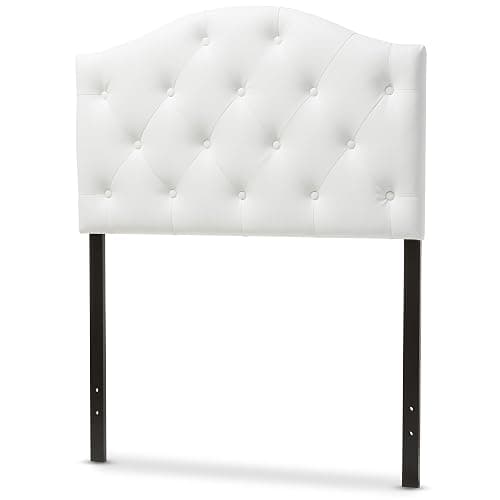 Baxton Studio Myra Modern and Contemporary White Faux Leather Upholstered Button-Tufted Scalloped Twin Size Headboard thumbnail 4