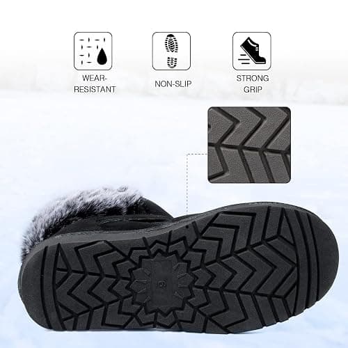 WFL Women Snow Boots Classic Mid-calf Fur Lining Fashion Winter Boots - Image 1