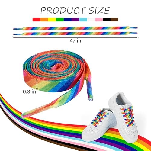 Aqltidiz Rainbow Shoelaces - Colorful Diagonal Shoe Laces - Durability & Strikingly Trendy thumbnail 2