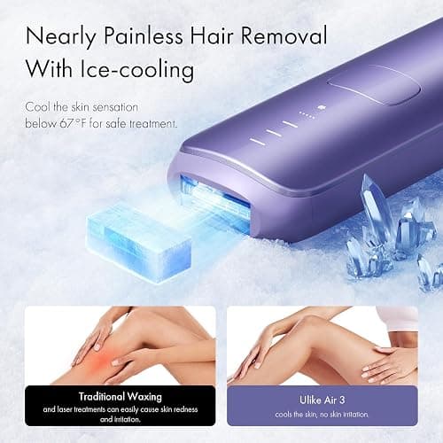 Ulike Laser Hair Removal for Women and Men, Air 3 Ice-Cooling IPL Hair Removal Device for Nearly Painless & Long-Lasting Results, 3 Modes & Auto Flashing for Fast Full Body Hair Removal from Home thumbnail 2