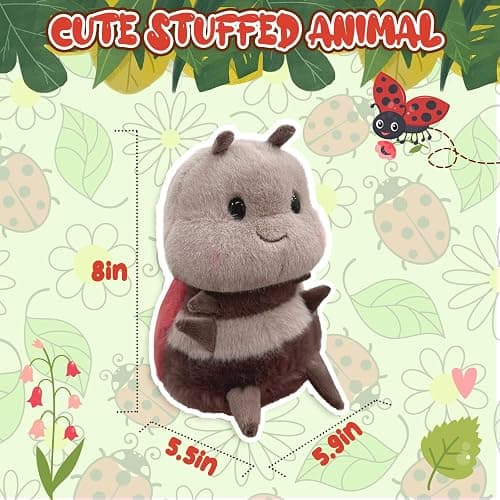 RHHSSE Chubby Smiling Ladybug Plush, Lucky Soft Seven-Spotted Ladybug Plush Toy, Cute Insect Stuffed Animal, The Best Gift for Child and Partners(8 inch) thumbnail 3