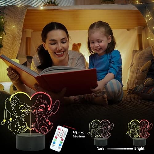 Shenjia Stitch Night Light - 3D LED 16 Color Changing Touch Lamp with Remote Control, Perfect for Girls Room Decoration, Birthday and Holiday Gifts thumbnail 4