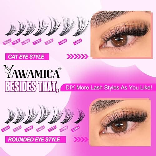 Individual Lashes 320pcs Lash Clusters 40D 9-16mm Mix DIY Lash Extension D Curly Eyelash Clusters Eyelash Extension Wispy Cluster Lashes DIY for Self Application by Yawamica (40D-0.07D, 9-16mix) thumbnail 5