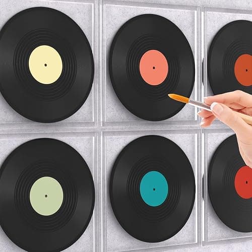 Facmogu 6 Pack 12in Blank Vinyl Record Decor, Fake Vintage Record for Indie Wall Aesthetic Room Decor, 70s 80s 90s Rock & Roll Music Party Decor, Retro Records for Home Living Room, Craft Display Decoration thumbnail 3