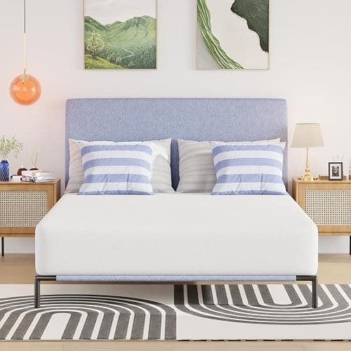 FDW | 10 Inch Full Mattress | Medium Firm | Gel Memory Foam Mattress | White | Bed in a Box, CertiPUR-US Certified | Pressure Relief, Cooling Ventilated Foam | Washable Removable Cover - Image 1