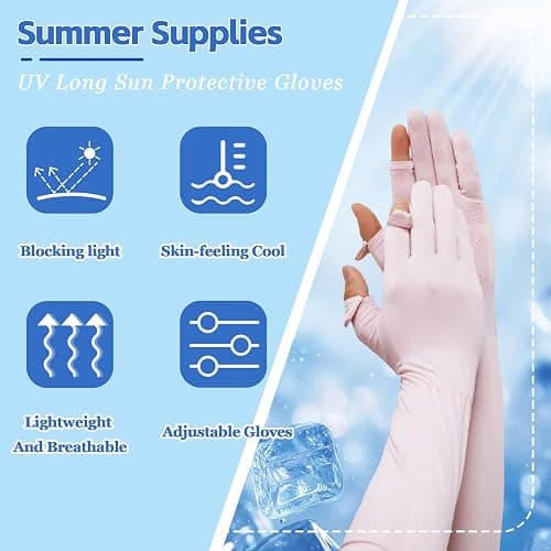 JXYT 2 Pairs Driving Long Gloves for Women, UV Sun Protection Sleeves Full Finger Gloves for Outdoor Sports Cycling thumbnail 5