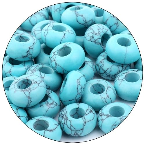 Filluck Large Hole Gemstone Beads for Jewelry Making,Loose Macrame Natural Stone Beads Pack of 15,Blue Turquoise(8 * 14mm) - Image 1