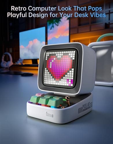Divoom Ditoo Pro Retro Pixel Art Game Bluetooth Speaker with 16X16 LED App Controlled Front Screen (White) thumbnail 9