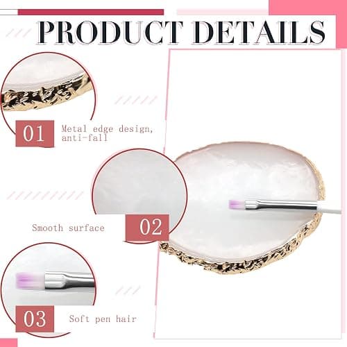 Eteamcan Nail Art Palette, Resin Nail Color Mixing Palette with Brush, DIY Manicure Tools (White) thumbnail 4