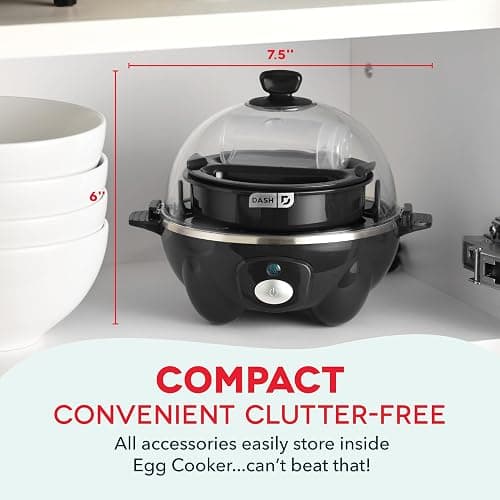 DASH Electric Rapid Egg Cooker for Hard Boiled/Poached/Scrambled Eggs or Omelets with Auto Shut-Off Feature, Black, 7 Egg Capacity thumbnail 2