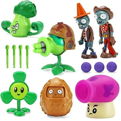 JHESAO 7 PCS Plants and Zombies Toys Action Figures PVZ Toys Set 1 2 Series Great Gifts for Kids and Fans,Birthday and Christmas Party - Image 1