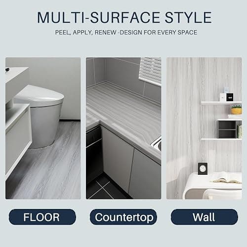 auxua Wood Grain Peel and Stick Floor Tiles – 11.8” Width, Full Roll Length of 394" – Versatile Design for Any Space, Light Color Self Adhesive Vinyl Flooring, Waterproof and Non-Slip Features thumbnail 2