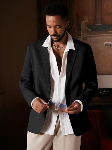 MAGE MALE Men's One Button Suit Jacket Elegant Solid Color Blazers Slim Fit Lightweight Sport Coats Blazer thumbnail 5