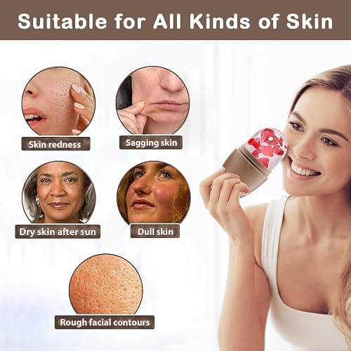 XHJRI Ice Face Roller Massager,Ice Cube Roller for Face, Eyes and Neck Naturally Conditioning and Skin Care,De-Puff Eye Bags,Reduce Migraine Pain,Reusable Massage Silicone Ice Mold (New Coffee) thumbnail 3