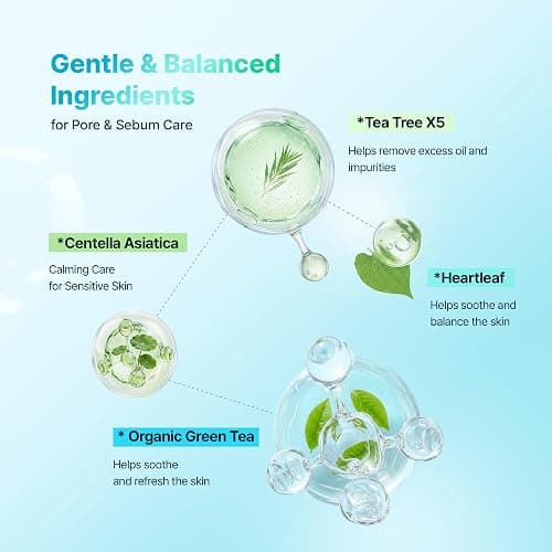 BLANC NATURE Cleansing Foam, Tea Tree Pore Deep Facial Cleanser for Oily & Sensitive Skin, Centella Asiatica, Green Tea, Korean Skincare, 5.07 fl oz (150 ml) thumbnail 4