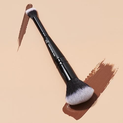 e.l.f. Complexion Duo Brush, Makeup Brush For Applying Foundation & Concealer, Creates An Airbrushed Finish, Made With Vegan, Cruelty-Free Bristles thumbnail 3