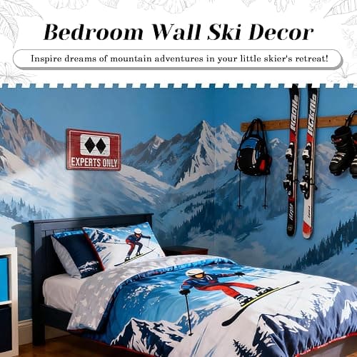 HYBLOM Vintage Expert Only Double Black Diamond Ski Warning Sign - Ski Lodge, Cabin Decor, Winter Party Decorations, and Skier Gifts Metal Tin Sign 12x8 Inch thumbnail 3