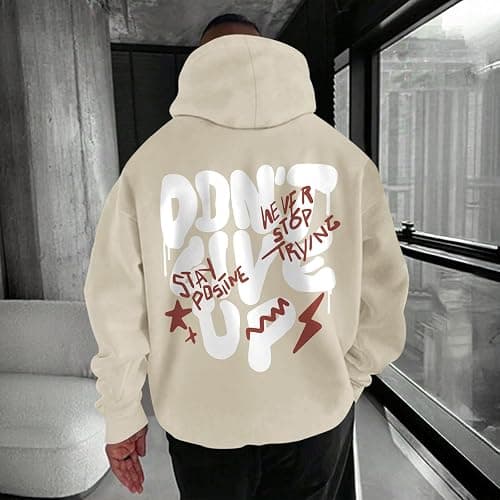 Wedsadl Graphic Streetwear Hoodies For Men Vintage Hoodie Inspirational Sweatshirts Positive Letter Print Cotton Pullover thumbnail 4