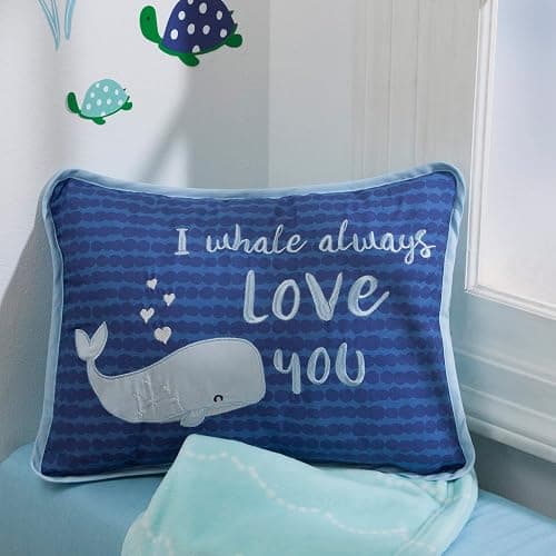Lambs & Ivy Oceania Decorative Throw Pillow - Blue Ocean Whale thumbnail 3