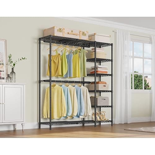 VIPEK X2 Expandable Reach-in Closet Racks Adjustable from 3'3" to 4'8" Portable Open Walk-in Closet Rack System with Flexible Shelves and Hanger Rods Clothing Rack for Hanging Clothes, Black thumbnail 7