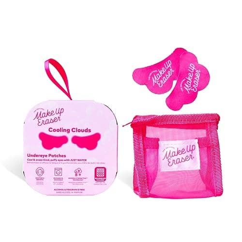 Makeup Eraser Cooling Clouds Reusable Undereye Patches - Hydroactive Technology Mask Patch Pads for Tired Puffy Eyes and Wrinkles with Mini Washbag, Set of 2 - Image 1