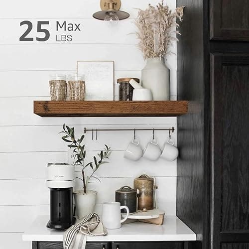 QEEIG Bathroom Floating Shelves for Wall - 15.7" Wall Mounted Shelf Over Toilet Farmhouse Home Decor Display Bookshelf Small 15.7 x 6.7 inch Set of 2, Rustic Brown (008-40BN) thumbnail 4