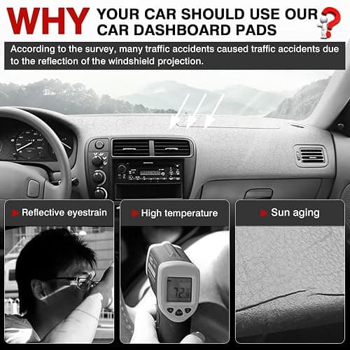 Autorder Dashboard Cover Mat for Honda Civic 1996-2000 Accessories Dash Cover Upgrade Velvet Dash Mat Sunshade Glare UV Rays Protector thumbnail 2