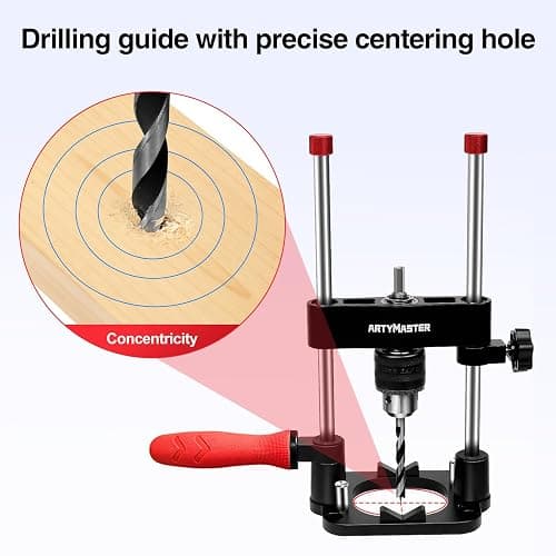 ArtyMaster Portable Drill Guide for Straight Holes, Portable Drill Press Adapter for Hand Drill, Stable & Accurate, Includes Chuck Key, Drill Straight Hole Jig for Woodworking, DIY WT116A thumbnail 6