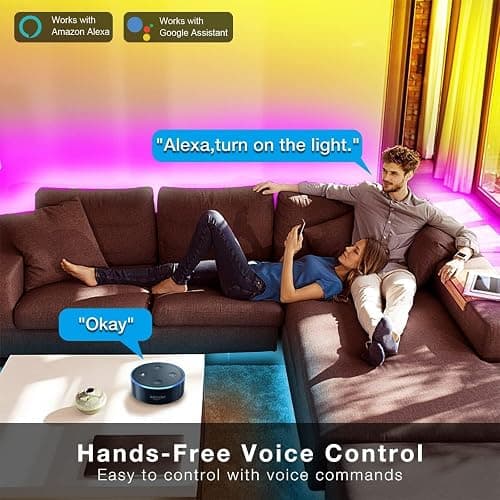 DAYBETTER Smart WiFi Led Lights 200 ft, Led Strip Lights Work with Alexa and Google Assistant, App Voice Remote Control Music Sync Color Changing RGB Strip Lighting for Bedroom Room Decor, 100 ft *2 thumbnail 2