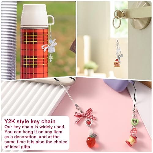 VZZNN 4 PCS Cute Phone Charms Y2K Aesthetic Kawaii Pink Phone Charms Strap Aesthetic for Bag Purse Backpack Wallet Pendants Decor thumbnail 7