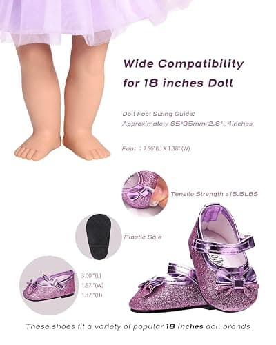 Prollete 18 inch Doll Shoes - 7 Pairs with Gift Box thumbnail 6