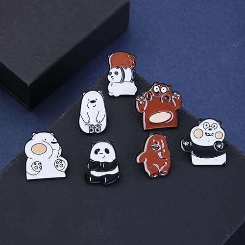 VEINTI+1 Latte Coffee Brooch Set Retro Cartoon Enamel Brooch Pins Set for Unisex Women's Clothing Decorate (Panda&Bear) thumbnail 3