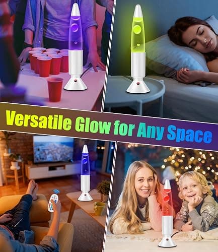 PHEJIE T90753-S-14-EU Lámpara líquida con cambio de color RGB de 36 cm con mando a distancia: luz ambiental con ciclo automático para dormitorios infantiles, decoración de escritorios de oficina thumbnail 6