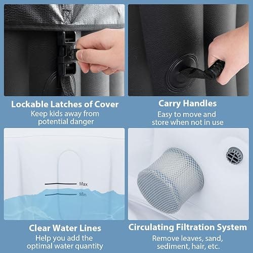 GYMAX Hot Tub, Inflatable Hot Tub with 130 Soothing Bubble Air Jets, Insulated Lockable Cover, Ground Mat & Filter Cartridges, Outdoor Blow Up Spa Tub for Backyard, Patio (Round, 2-4 Person) thumbnail 2