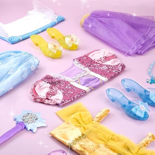 Meland Princess Dress Up for Girls 3-6, Dress Up Clothes with Princess Shoes Toy, Christmas Birthday Gift for Toddlers Girls thumbnail 8
