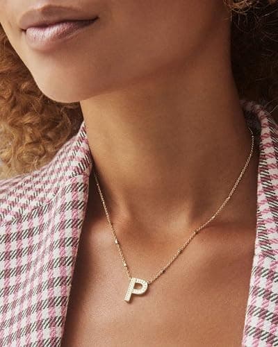 Kendra Scott Letters A-Z Pendant Necklace for Women, Fashion Jewelry, 14k Gold-Plated Brass thumbnail 3