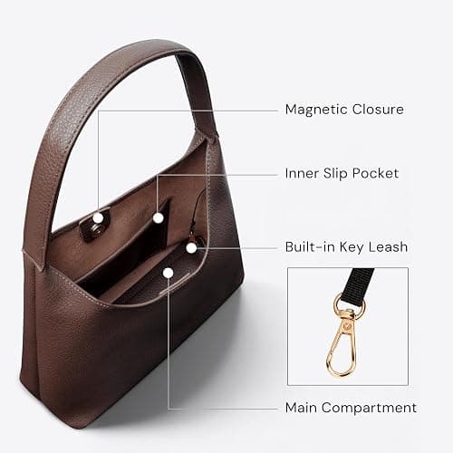 Hobo Bags for Women, Small Everyday Purse, Slouchy Shoulder Bag Trendy | Soft Vegan Leather Hobo Purse, Compact 28cm (11") Size Fits Phone, Wallet, Keys & Everyday Essentials thumbnail 6