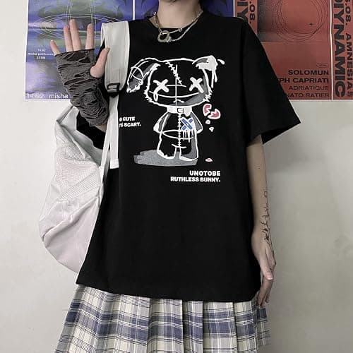 Women Grunge Gothic Bear Tops Print Harajuku Korean Clothes thumbnail 4