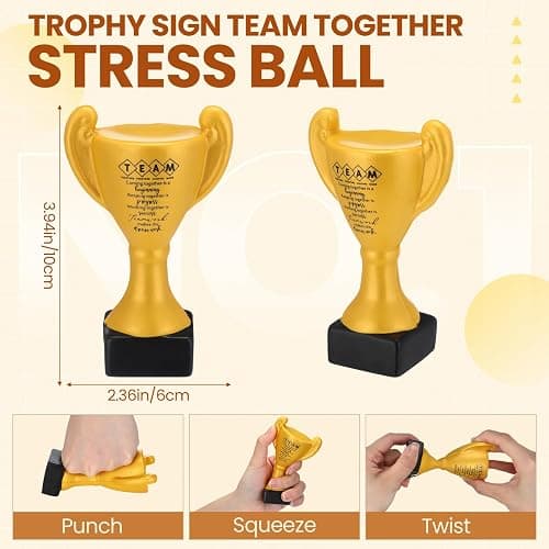 Gemscream 12 Pcs Relief Stress Appreciation Gift for Team, Employee Squeeze Trophy Inspirational Mini Trophy Stress Ball Bulk Recognition Award for Coworker Staff Team Office Business thumbnail 3