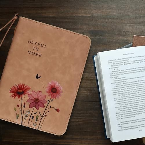 Bible Cover Case for Women,PU Leather Bible Case,Church Bible Bag Carrying Case Accessories Study Supplies with Zippered Pocket(Floral Pattern, 10.5 x 7.6 x 2.1 inches) thumbnail 2