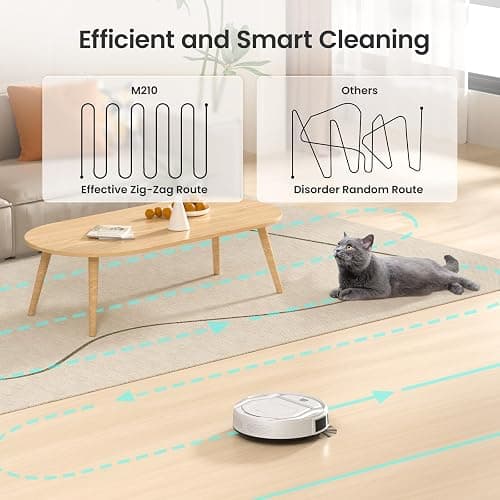 Lefant Robot Vacuum Cleaner, Strong Suction, 120 Mins Runtime, Slim, Low Noise, Automatic Self-Charging, Wi-Fi/App/Alexa Control, Ideal for Pet Hair Hard Floor and Daily Cleaning, M210 thumbnail 3
