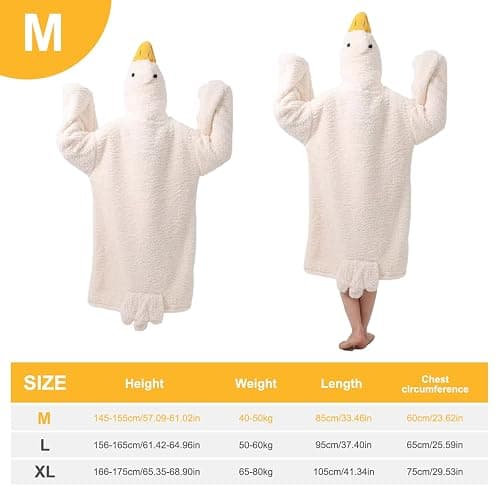 Cute Plush Duck Blanket Hoodie, Soft Warm Wearable for Kids Adults Indoor Lounge thumbnail 5