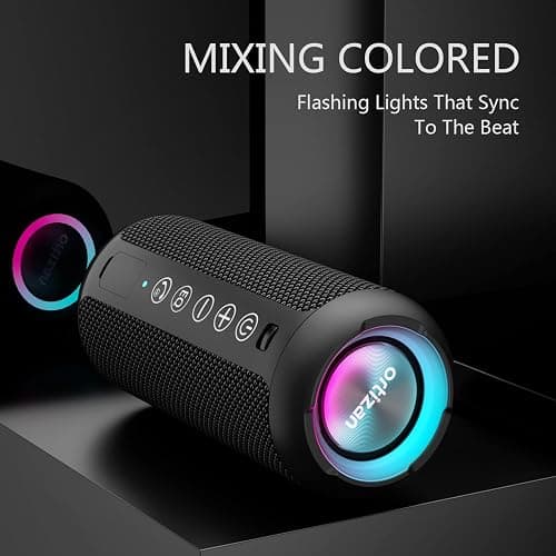 Ortizan Portable Bluetooth Speaker x Stocking Stuffers: IPX7 Waterproof, Wireless, Big Sound, Deep Bass, Dual Pairing, 30H Playtime, White Elephant Gift for Adults Men Women Teen Boys Girls (Black) thumbnail 2