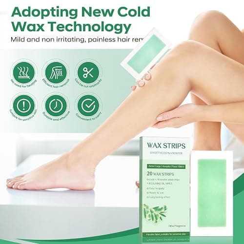 Wax Strips Body – 98% Natural & Hypoallergenic | Face Hair Removal Strips & Waxing Kit for Women | No-Heat Solution for Arms, Legs, Bikini, Brazilian | Safe for All Skin Types | 20 Pieces thumbnail 4