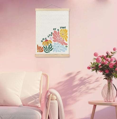 SPBL&L Boho Floral Mental Health Wall Art Poster Hanger Frame, One Step at a Time Motivational Quote Hanging Canvas Pictures Prints Wall Decor for Therapy Counselor Office, 12x16 Inch thumbnail 3